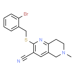 ChemSpider 2D Image | 2-[(2-Bromobenzyl)sulfanyl]-6-methyl-5,6,7,8-tetrahydro-1,6-naphthyridine-3-carbonitrile | C17H16BrN3S