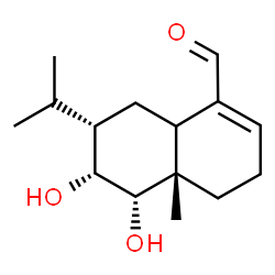 ChemSpider 2D Image | (4aS,5S,6R,7S)-5,6-Dihydroxy-7-isopropyl-4a-methyl-3,4,4a,5,6,7,8,8a-octahydro-1-naphthalenecarbaldehyde | C15H24O3