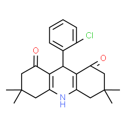 ChemSpider 2D Image | 9-(2-Chlorophenyl)-3,3,6,6-tetramethyl-3,4,6,7,9,10-hexahydro-1,8(2H,5H)-acridinedione | C23H26ClNO2