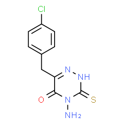 ChemSpider 2D Image | 4-Amino-6-(4-chlorobenzyl)-3-thioxo-3,4-dihydro-1,2,4-triazin-5(2H)-one | C10H9ClN4OS
