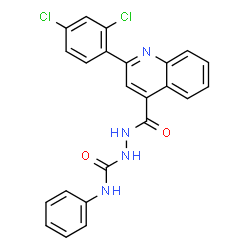 ChemSpider 2D Image | 1-[[[2-(2,4-dichlorophenyl)-4-quinolinyl]-oxomethyl]amino]-3-phenylurea | C23H16Cl2N4O2
