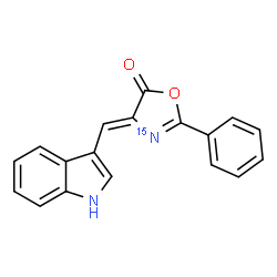 ChemSpider 2D Image | (4Z)-4-(1H-Indol-3-ylmethylene)-2-phenyl(~15~N)-1,3-oxazol-5(4H)-one | C18H12N15NO2