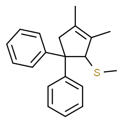 ChemSpider 2D Image | 1,1'-[3,4-Dimethyl-2-(methylsulfanyl)-3-cyclopentene-1,1-diyl]dibenzene | C20H22S