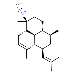 ChemSpider 2D Image | (1S,3S,3aR,6S,6aS,9aS,9bS)-6-Isocyano-3,6,9-trimethyl-1-(2-methyl-1-propen-1-yl)-2,3,3a,4,5,6,6a,7,9a,9b-decahydro-1H-phenalene | C21H31N