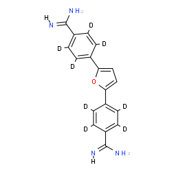 ChemSpider 2D Image | 4,4'-(2,5-Furandiyl)di(~2~H_4_)benzenecarboximidamide | C18H8D8N4O