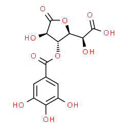 ChemSpider 2D Image | (2S)-Hydroxy{(2S,3R,4R)-4-hydroxy-5-oxo-3-[(3,4,5-trihydroxybenzoyl)oxy]tetrahydro-2-furanyl}acetic acid | C13H12O11