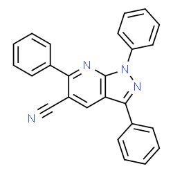 ChemSpider 2D Image | 1,3,6-Triphenyl-1H-pyrazolo[3,4-b]pyridine-5-carbonitrile | C25H16N4