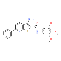 ChemSpider 2D Image | 3-Amino-6-(4-pyridinyl)-N-(3,4,5-trimethoxyphenyl)thieno[2,3-b]pyridine-2-carboxamide | C22H20N4O4S