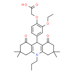 ChemSpider 2D Image | [2-Ethoxy-4-(3,3,6,6-tetramethyl-1,8-dioxo-10-propyl-1,2,3,4,5,6,7,8,9,10-decahydro-9-acridinyl)phenoxy]acetic acid | C30H39NO6
