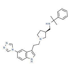 ChemSpider 2D Image | 2-Phenyl-N-{[(3S)-1-{2-[5-(4H-1,2,4-triazol-4-yl)-1H-indol-3-yl]ethyl}-3-pyrrolidinyl]methyl}-2-propanamine | C26H32N6