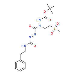 ChemSpider 2D Image | 2-Methyl-2-propanyl 2-[2-(methylsulfonyl)ethyl]-2-({(E)-[(2-phenylethyl)carbamoyl]diazenyl}carbonyl)hydrazinecarboxylate | C18H27N5O6S
