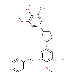 ChemSpider 2D Image | (2R,5S)-2-[3-(Benzyloxy)-4,5-dimethoxyphenyl]-5-(3,4,5-trimethoxyphenyl)tetrahydrofuran | C28H32O7