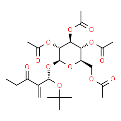 ChemSpider 2D Image | (1S)-2-Methylene-1-[(2-methyl-2-propanyl)oxy]-3-oxopentyl 2,3,4,6-tetra-O-acetyl-beta-D-glucopyranoside | C24H36O12