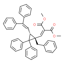 ChemSpider 2D Image | Dimethyl {[(1S,3R)-1-benzyl-3-(2,2-diphenylvinyl)-2,2-diphenylcyclopropyl]methylene}malonate | C42H36O4