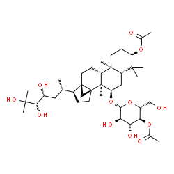 ChemSpider 2D Image | (3alpha,7alpha,13alpha,17alpha,20S,23R,24S)-7-[(4-O-Acetyl-beta-D-glucopyranosyl)oxy]-23,24,25-trihydroxy-13,30-cyclodammaran-3-yl acetate | C40H66O12