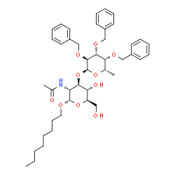 ChemSpider 2D Image | Octyl 2-acetamido-2-deoxy-3-O-(2,3,4-tri-O-benzyl-6-deoxy-alpha-L-galactopyranosyl)-alpha-D-glucopyranoside | C43H59NO10