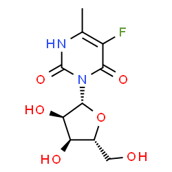ChemSpider 2D Image | 5-Fluoro-6-methyl-3-(beta-D-ribofuranosyl)-2,4(1H,3H)-pyrimidinedione | C10H13FN2O6