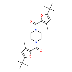 ChemSpider 2D Image | 1,4-Piperazinediylbis{[3-methyl-5-(2-methyl-2-propanyl)-2-furyl]methanone} | C24H34N2O4