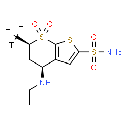 ChemSpider 2D Image | (4S,6S)-4-(Ethylamino)-6-(~3~H_3_)methyl-5,6-dihydro-4H-thieno[2,3-b]thiopyran-2-sulfonamide 7,7-dioxide | C10H13T3N2O4S3