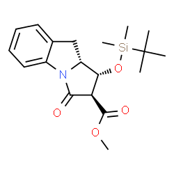 ChemSpider 2D Image | Methyl (1R,2R,9aR)-1-{[dimethyl(2-methyl-2-propanyl)silyl]oxy}-3-oxo-2,3,9,9a-tetrahydro-1H-pyrrolo[1,2-a]indole-2-carboxylate | C19H27NO4Si