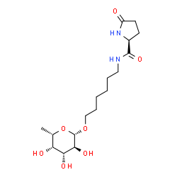 ChemSpider 2D Image | N-{6-[(6-Deoxy-beta-L-galactopyranosyl)oxy]hexyl}-5-oxo-L-prolinamide | C17H30N2O7