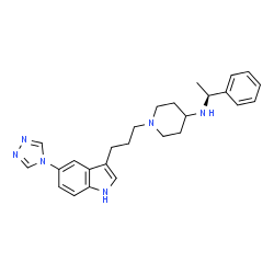 ChemSpider 2D Image | N-[(1S)-1-Phenylethyl]-1-{3-[5-(4H-1,2,4-triazol-4-yl)-1H-indol-3-yl]propyl}-4-piperidinamine | C26H32N6