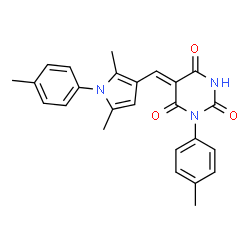 ChemSpider 2D Image | (5Z)-5-{[2,5-Dimethyl-1-(4-methylphenyl)-1H-pyrrol-3-yl]methylene}-1-(4-methylphenyl)-2,4,6(1H,3H,5H)-pyrimidinetrione | C25H23N3O3