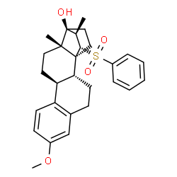 ChemSpider 2D Image | (15alpha,16beta,17alpha)-3-Methoxy-16-methyl-15-(phenylsulfonyl)-14,21-cyclo-19-norpregna-1,3,5(10)-trien-17-ol | C28H34O4S