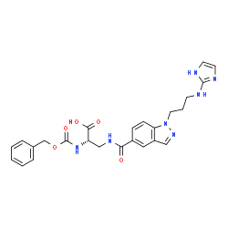 ChemSpider 2D Image | N-[(Benzyloxy)carbonyl]-3-[({1-[3-(1H-imidazol-2-ylamino)propyl]-1H-indazol-5-yl}carbonyl)amino]-L-alanine | C25H27N7O5