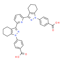 ChemSpider 2D Image | 4,4'-[2,6-Pyridinediylbis(4,5,6,7-tetrahydro-1H-indazole-3,1-diyl)]dibenzoic acid | C33H29N5O4