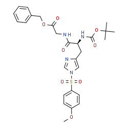 ChemSpider 2D Image | Benzyl 1-[(4-methoxyphenyl)sulfonyl]-N-{[(2-methyl-2-propanyl)oxy]carbonyl}-L-histidylglycinate | C27H32N4O8S