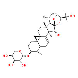 ChemSpider 2D Image | (1S,2R,3R,9S,12R,14R,17R,18R,19R,21R,22S)-2-Hydroxy-22-(2-hydroxy-2-propanyl)-3,8,8,17,19-pentamethyl-23,24-dioxaheptacyclo[19.2.1.0~1,18~.0~3,17~.0~4,14~.0~7,12~.0~12,14~]tetracos-4-en-9-yl alpha-L-a
rabinopyranoside | C35H54O9
