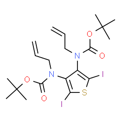 ChemSpider 2D Image | Bis(2-methyl-2-propanyl) (2,5-diiodo-3,4-thienediyl)bis(allylcarbamate) | C20H28I2N2O4S