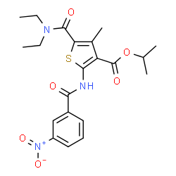ChemSpider 2D Image | Isopropyl 5-(diethylcarbamoyl)-4-methyl-2-[(3-nitrobenzoyl)amino]-3-thiophenecarboxylate | C21H25N3O6S