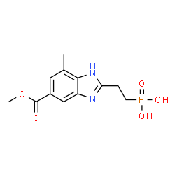 ChemSpider 2D Image | {2-[5-(Methoxycarbonyl)-7-methyl-1H-benzimidazol-2-yl]ethyl}phosphonic acid | C12H15N2O5P