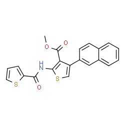 ChemSpider 2D Image | Methyl 4-(2-naphthyl)-2-[(2-thienylcarbonyl)amino]-3-thiophenecarboxylate | C21H15NO3S2