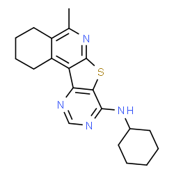 ChemSpider 2D Image | N-Cyclohexyl-5-methyl-1,2,3,4-tetrahydropyrimido[4',5':4,5]thieno[2,3-c]isoquinolin-8-amine | C20H24N4S