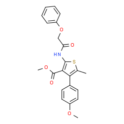 ChemSpider 2D Image | Methyl 4-(4-methoxyphenyl)-5-methyl-2-[(phenoxyacetyl)amino]-3-thiophenecarboxylate | C22H21NO5S