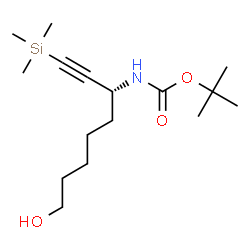 ChemSpider 2D Image | 2-Methyl-2-propanyl [(3R)-8-hydroxy-1-(trimethylsilyl)-1-octyn-3-yl]carbamate | C16H31NO3Si