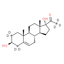 ChemSpider 2D Image | (3beta)-3,17-Dihydroxy(2,2,4,4,21,21,21-~2~H_7_)pregn-5-en-20-one | C21H25D7O3