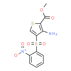 ChemSpider 2D Image | Methyl 3-amino-4-[(2-nitrophenyl)sulfonyl]-2-thiophenecarboxylate | C12H10N2O6S2