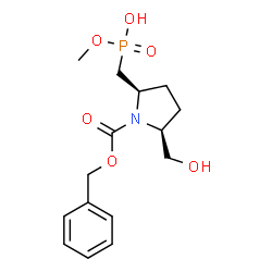 ChemSpider 2D Image | Benzyl (2R,5S)-2-{[hydroxy(methoxy)phosphoryl]methyl}-5-(hydroxymethyl)-1-pyrrolidinecarboxylate | C15H22NO6P
