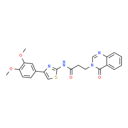 ChemSpider 2D Image | N-[4-(3,4-Dimethoxyphenyl)-1,3-thiazol-2-yl]-3-(4-oxo-3(4H)-quinazolinyl)propanamide | C22H20N4O4S
