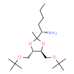 ChemSpider 2D Image | (1S)-1-[(4S,5S)-2-Methyl-4,5-bis{[(2-methyl-2-propanyl)oxy]methyl}-1,3-dioxolan-2-yl]-1-pentanamine | C19H39NO4