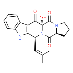 ChemSpider 2D Image | (5aR,12S,14aS)-5a-Hydroxy-12-(2-methyl-1-propen-1-yl)-2,3,11,12-tetrahydro-1H,5H-pyrrolo[1'',2'':4',5']pyrazino[1',2':1,6]pyrido[3,4-b]indole-5,6,14(5aH,14aH)-trione | C21H21N3O4