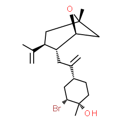 ChemSpider 2D Image | (1S,2R,4R)-2-Bromo-4-{3-[(1S,2R,3S,5S)-3-isopropenyl-5-methyl-6-oxabicyclo[3.1.1]hept-2-yl]-1-propen-2-yl}-1-methylcyclohexanol | C20H31BrO2