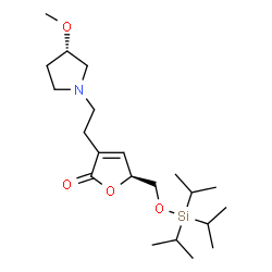 ChemSpider 2D Image | (5S)-3-{2-[(3S)-3-Methoxy-1-pyrrolidinyl]ethyl}-5-{[(triisopropylsilyl)oxy]methyl}-2(5H)-furanone | C21H39NO4Si