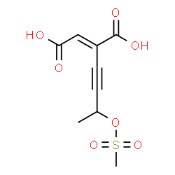 ChemSpider 2D Image | (2E)-2-{3-[(Methylsulfonyl)oxy]-1-butyn-1-yl}-2-butenedioic acid | C9H10O7S