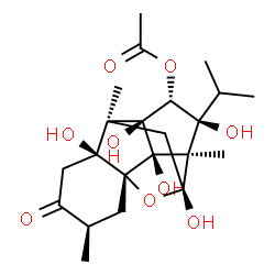 ChemSpider 2D Image | (1R,3R,6S,7S,9R,10R,11S,12R,13S,14R)-6,9,11,13,14-Pentahydroxy-11-isopropyl-3,7,10-trimethyl-4-oxo-15-oxapentacyclo[7.5.1.0~1,6~.0~7,13~.0~10,14~]pentadec-12-yl acetate | C22H32O9