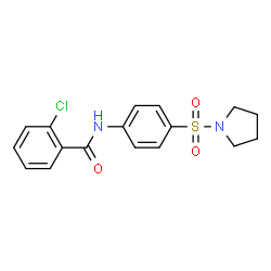 ChemSpider 2D Image | 2-Chloro-N-[4-(1-pyrrolidinylsulfonyl)phenyl]benzamide | C17H17ClN2O3S